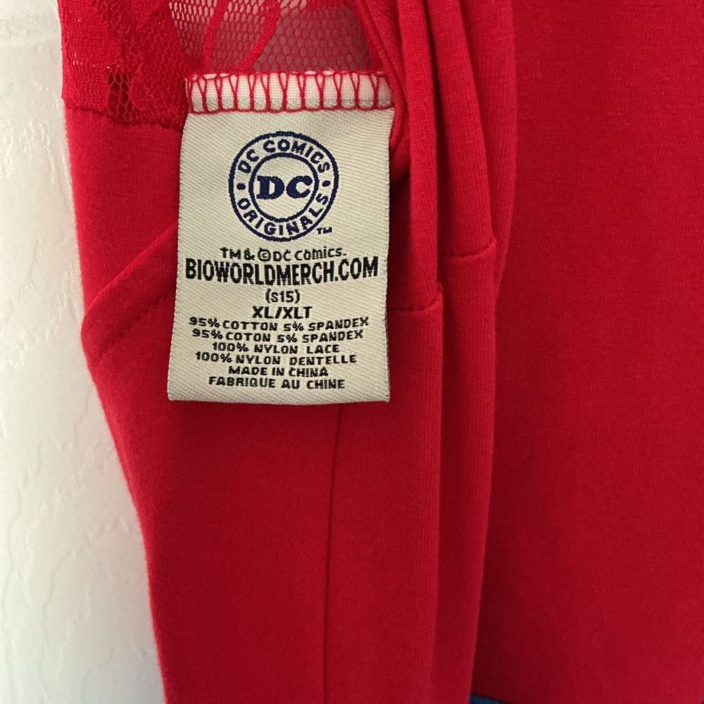 DC Comics Woman’s Red and Blue Wonder Hero Dress with Gold Emblem - Picture 3 of 3